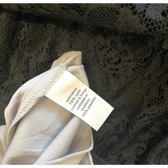 Studio Y DRESS 5/6 Womens Black Lace Top Gray Full Skirt Lined Zip Mob Wife - Picture 6 of 8